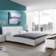 SAM® Design Polsterbett Bastia, 160 x 200 cm in weiß, Kopfteil im modernen abgesteppten Design, Bett mit Chromfüßen, auch als Wasserbett verwendbar