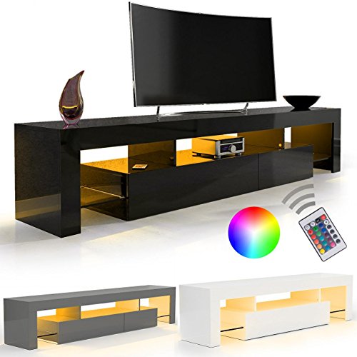 SANZARO TV Lowboard Board Schrank Fernsehtisch HiFi Hochglanz LED Beleuchtung verschiedene Größen Farbwahl
