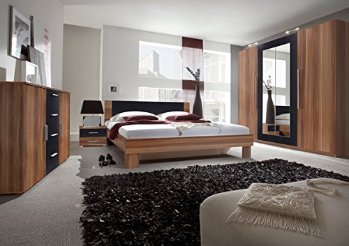 Schlafzimmer komplett 4-teilig 54033 kernnussrot / schwarz