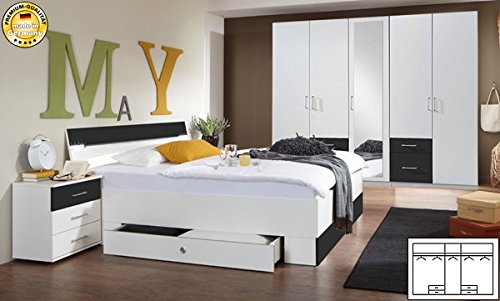 Schlafzimmer komplett 4-teilig 603560 weiß / anthrazit