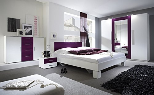 Schlafzimmer komplett 54018 4-teilig weiß / lila