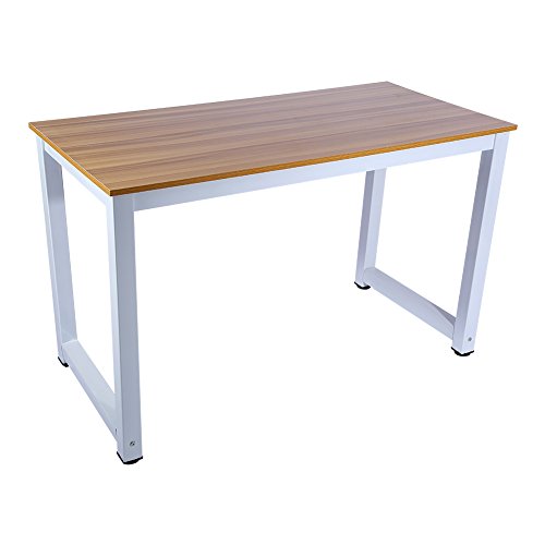 Schreibtisch Bürotisch Computertisch Tisch Büro Arbeitszimmer 120×60×74cm MDF Platte Metall Füße (Holzfarbe)