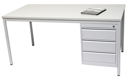 Schreibtisch mit 3er-Schubladenschrank Professional LxB: 180x80 cm, lichtgrau, Marke: Szagato (Arbeitstisch, Computertisch, Bürotisch, Druckertisch)