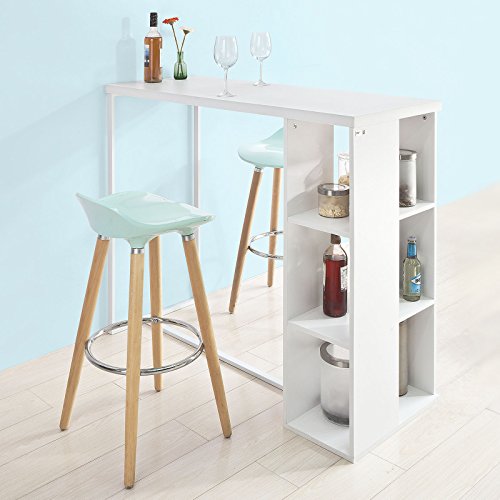 SoBuy® FWT39-W Bartisch Beistelltisch Stehtisch Küchentheke Küchenbartisch mit 3 Regalfächern, weiß, BHT ca: 120x105x49cm