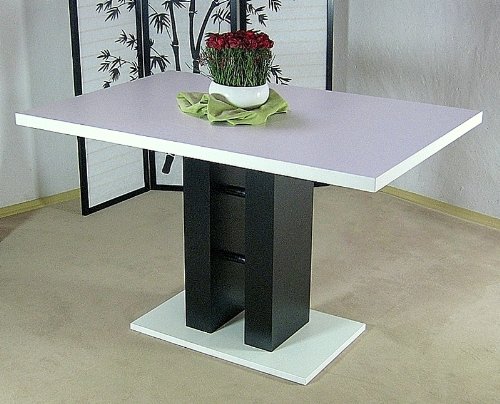 Säulentisch weiß schwarz Esstisch Esszimmertisch Tisch Küchentisch Esszimmer neu