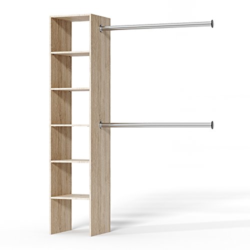 VICCO Kleiderschrank VISIT 190 x 140 cm Weiß Sonoma Eiche - offen begehbar Kleiderständer Garderobe Diele Flur Nische Garderobenständer