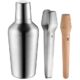 WMF Matroschka Cocktail Set 5-teilig  Bar-Set mit Shaker 700ml, Barmaß,  Cocktail Sieb, Eiszange und Holz-Stößel Matrjoschka, ineinander verstaubar Geschenkkarton spülmaschinengeeignet