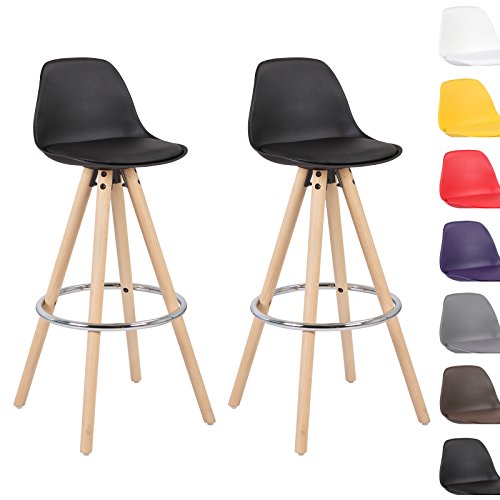 WOLTU® #510 2 x Barhocker 2er Set Barstuhl aus Kunststoff Holz mit Lehne Design Stuhl Küchenstuhl Farbauswahl