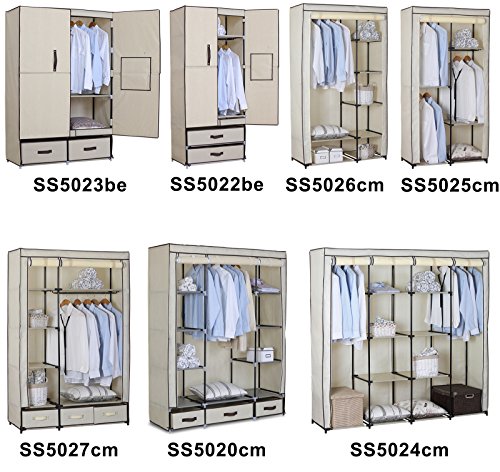 WOLTU SS5024 XXL Kleiderschrank Stoff , Garderobenschrank Campingschrank Faltschrank , Stoffkleiderschrank