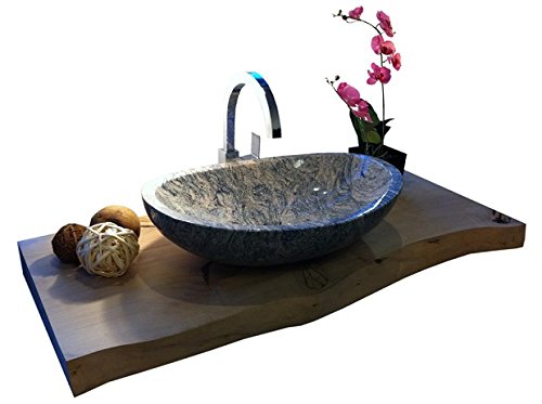 Waschbecken aus Naturstein, Granit, Model Monaco, Juparana, 56x38cm