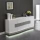 Waschtisch Kommode weiß und grau mit LED – Sideboard 4 Türen – Modernes Design – Qualität PREMIUM – Beluga