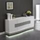Waschtisch Kommode weiß und grau mit LED – Sideboard 4 Türen – Modernes Design – Qualität PREMIUM – Beluga