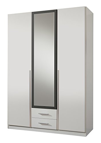 Wimex 153484 Kleiderschrank, 3-türig mit zwei Schubkästen und einer Spiegeltür, Korpus, 135 x 198 x 58 cm, anthrazit