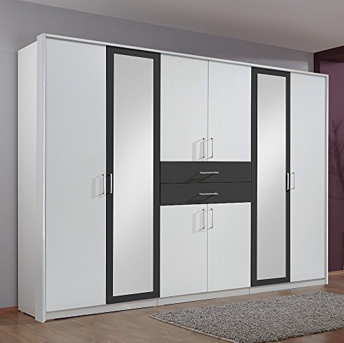 Wimex Kleiderschrank 450548 Click II, Weiß, Abs. Anthrazit, 270 cm Breite