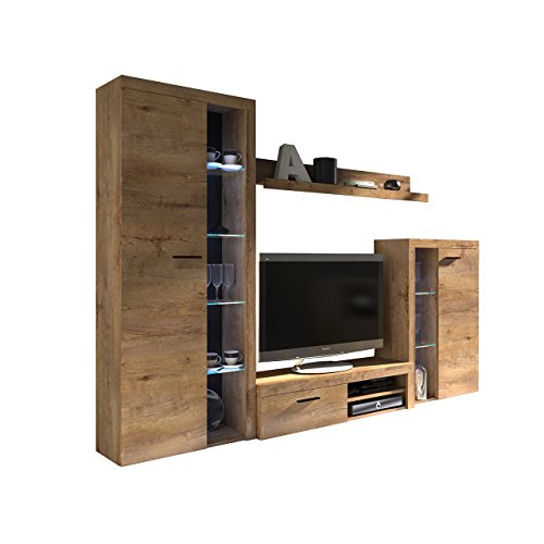 Wohnwand Rango, Design Wohnzimmer set, Modernes Anbauwand, Schrankwand, Vitrine, TV Lowboard, Mediawand,