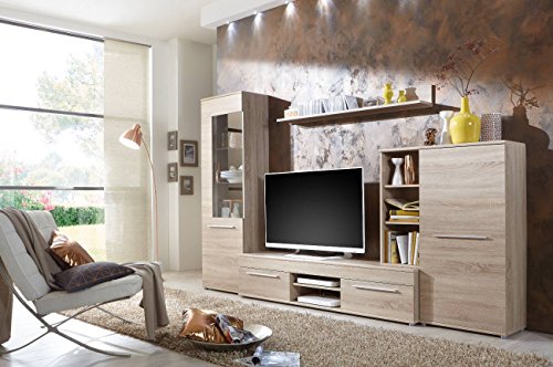 Wohnwand Wohnzimmerschrank Anbauwand TV-Element Cannes in Eiche Sonoma - Made in Germany