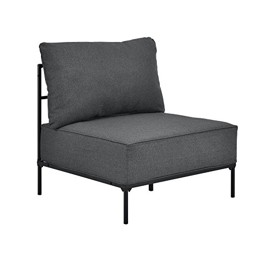 [en.casa]® Individuell integrierbarer Sessel dunkelgrau - für Wohnlandschaft - bestehend aus Gestell und bequemen Polsterkissen - Textil