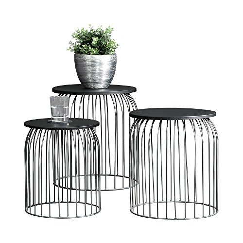 [en.casa] Stylischer Metallkorb - Beistelltisch / Couchtisch