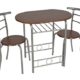 ts-ideen 3er Set Essgruppe Esstisch 3-teilig Küchentisch mit Stühlen aus Alugestell + MDF in silber und braun 75 x 80 cm für Esszimmer Küche