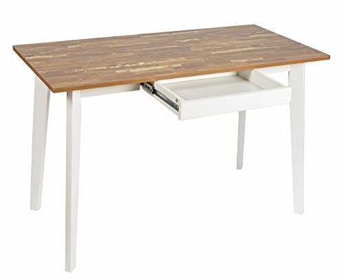 ts-ideen Ess-Tisch Schreibtisch Arbeitstisch Küchentisch Weiß Holz Landhaus 75 x 116,5 cm
