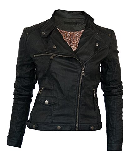 0508 Damen Übergangsjacke Vegan Lederjacke in 15 Farben Biker Style