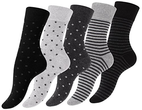 10 Paar Süsse Damensocken & Mädchensocken "Dot´s and Stripes", Baumwolle - gepunktet und geringelt