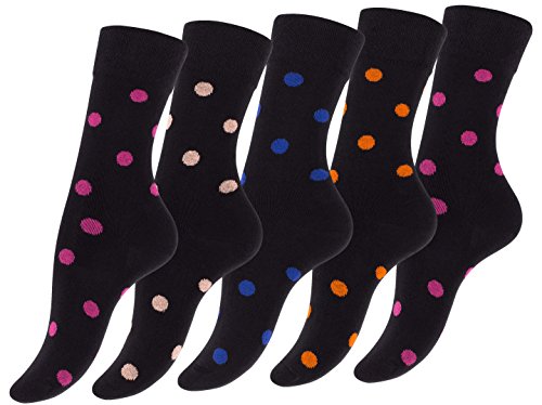 10 oder 20 Paar Bunt gepunktete Damensocken & Mädchensocken "DOT", Baumwolle mit Elasthan