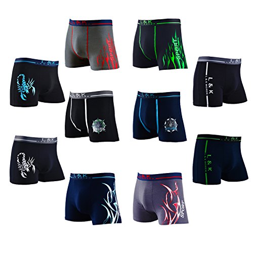 10er Pack L&K Herren Boxershorts mit tollem Muster Sommer 2018 Baumwolle 1102