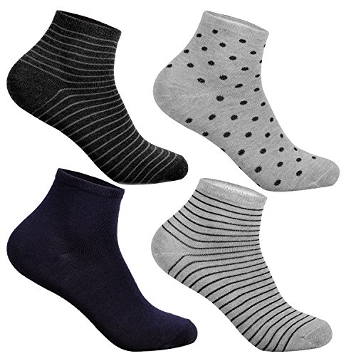 12 Paar L&K-II Damen Sneaker Socken Mädchen Füßlinge Baumwolle mit Ringel Punkte Muster 92276