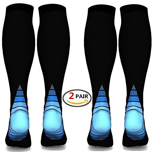 (2 Paar)Männer & Frauen Kompression Socken / Strümpfe ,Bessere Blutkreislauf, verhindern Blutgerinnsel, beschleunigen Wiederherstellung BEST Graduierte Athletic Fit für Laufen, Krankenschwestern, medi