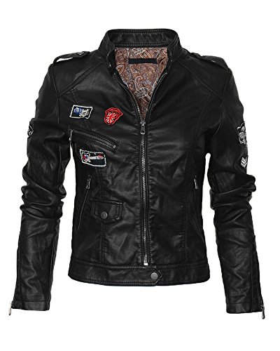 2516 Damen Übergangsjacke Lederjacke 8 Farben Rock N Roll Style Vegan Leder