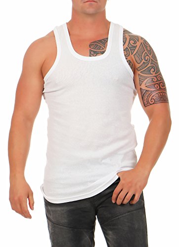 4, 8 oder 12 Herren Unterhemd Classic in FEINRIPP Tank Top weiß Muskel Shirt Trägershirt aus 100% gekämmter Baumwolle