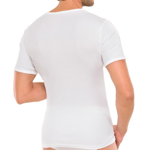 4 Schiesser Herren Unterhemden 1/2 Arm Baumwolle Doppelripp - Weiß