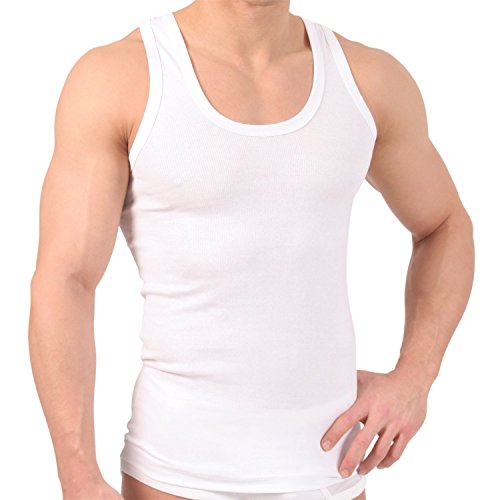 4er Pack Herren Tank Top Classic Unterhemd - 100% Feinripp-Baumwolle (glatt) - schwarz oder weiß - Größe M bis 4XL