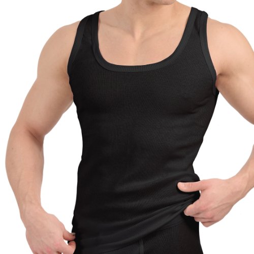 4er Pack Tank Top schwarz - Herren Unterhemd Feinripp (glatt) - 100% gekämmte Baumwolle - Highest Standard - Einlaufvorbehandelt - original CELODORO Exclusive