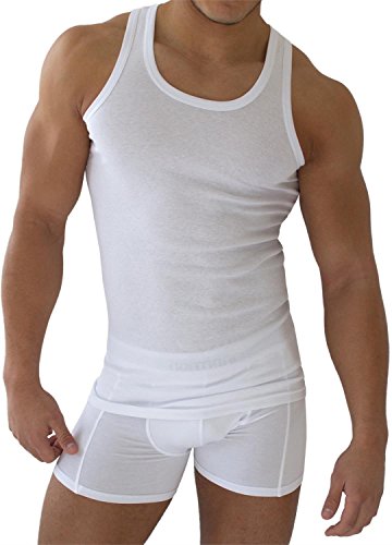 5 x normani® Herren-Unterhemd weiß aus 100% gekämmter Baumwolle