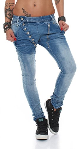 5857 MOZZAAR Damen Jeans Hose Röhrenjeans Haremshose Röhre Damenjeans Hüftjeans