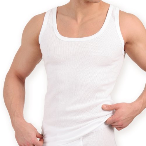 5er Pack Tank Top weiss - Herren Unterhemd Doppelripp (gerippt) - Baumwolle - CELODORO Exclusive