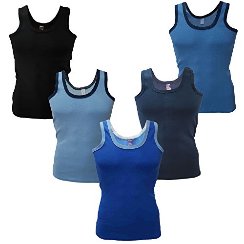 5x Unterhemden Tank Top Baumwolle 100% ★ nach Oeko Tex Standard 100 ★ Blau Schwarz Achselhemd★Unterhemd Herren ★ Muskelshirt S M L XL XXL 3XL von SGS