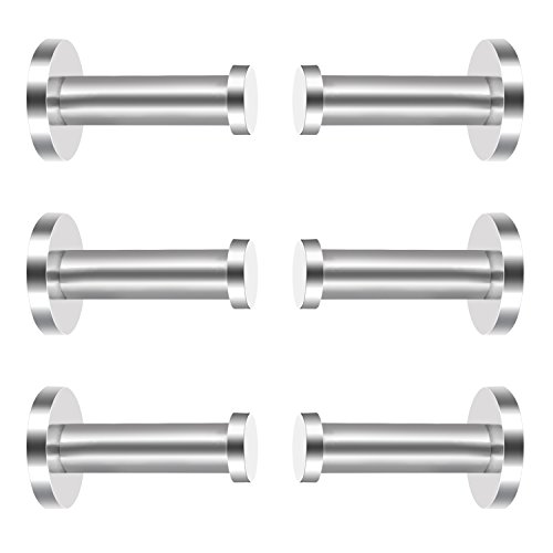 6 Stück Edelstahl Wandmontage Robe Haken Mantel Haken Handtuch Wand Garderobenhaken, Gebürstetem Nickel, 2 Zoll