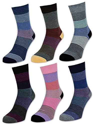 6 oder 12 Paar Damensocken Baumwolle Ringel Damen Socken Geringelt - E-808 - sockenkauf24