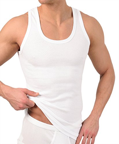 6er Pack MT® Herren Unterhemd Classic in FEINRIPP oder DOPPELRIPP Tank Top weiß Muskel Shirt Trägershirt aus Baumwolle von celodoro