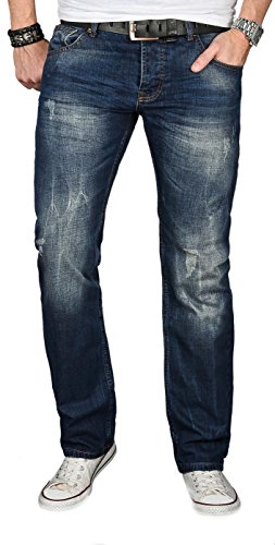 A. Salvarini Designer Herren Jeans Hose Jeanshose Regular Comfort gerades Bein