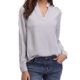 Abollria Damen Bluse Elegant Chiffon Langarm Tunika Leicht V-Ausschnitt Festliche Blusen mit Einstellbare Ärmeln