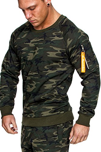 Amaci&Sons Herren Cargo Pullover Sweatshirt Hoodie Sweater Camouflage 4006
