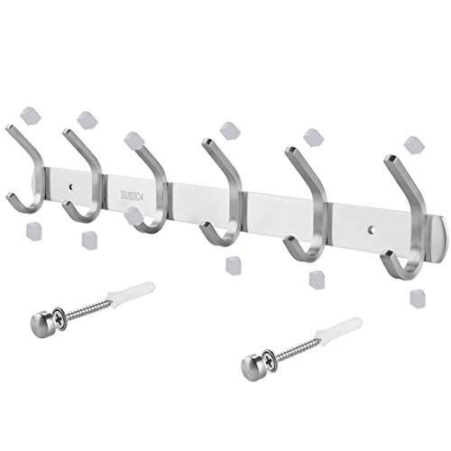 Augur 6 Doppelhaken 3mm dick Hakenleiste Kleiderhaken Edelstahl Mehrzweckhaken gebürstet ca. 30kg belastbar