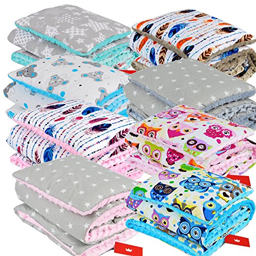 BABYLUX Babydecke Krabbeldecke MINKY Kuscheldecke Decke 75 x 100 cm mit KISSEN 30x35cm