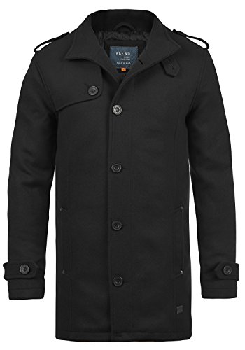 BLEND Warren Herren Wollmantel lange Jacke aus hochwertiger Wollmischung mit Stehkragen