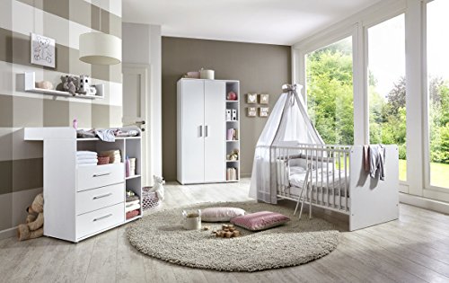 Babyzimmer / Kinderzimmer komplett Set KIM in Weiß Babymöbel Komplettset Made in Germany