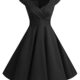 Bbonlinedress 1950er Vintage Retro Cocktailkleid Rockabilly V-Ausschnitt Faltenrock